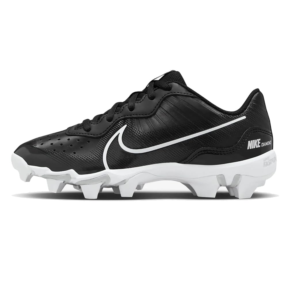 Nike Alpha Huarache 4 Keystone Boys Rubber Baseball Cleats SZ 5.5 Black | White