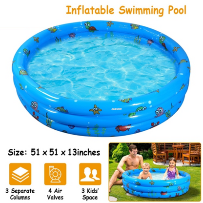 51x13 Inflatable Swimming Pool Blow Up Family Pool For 3 Kids Foldable Swim Ball Pool Center w/ 4 Valves Bottom Water Drain Plug For Indoor Backyard