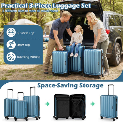 3-Piece Hardside Luggage Set (20/24/28 Inch) Lightweight with 3-Digital Lock