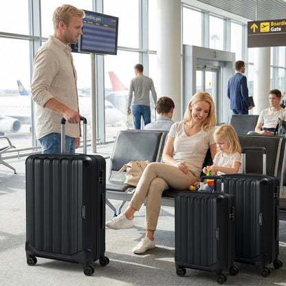 3-Piece Hardside Luggage Set (20/24/28 Inch) Lightweight with 3-Digital Lock