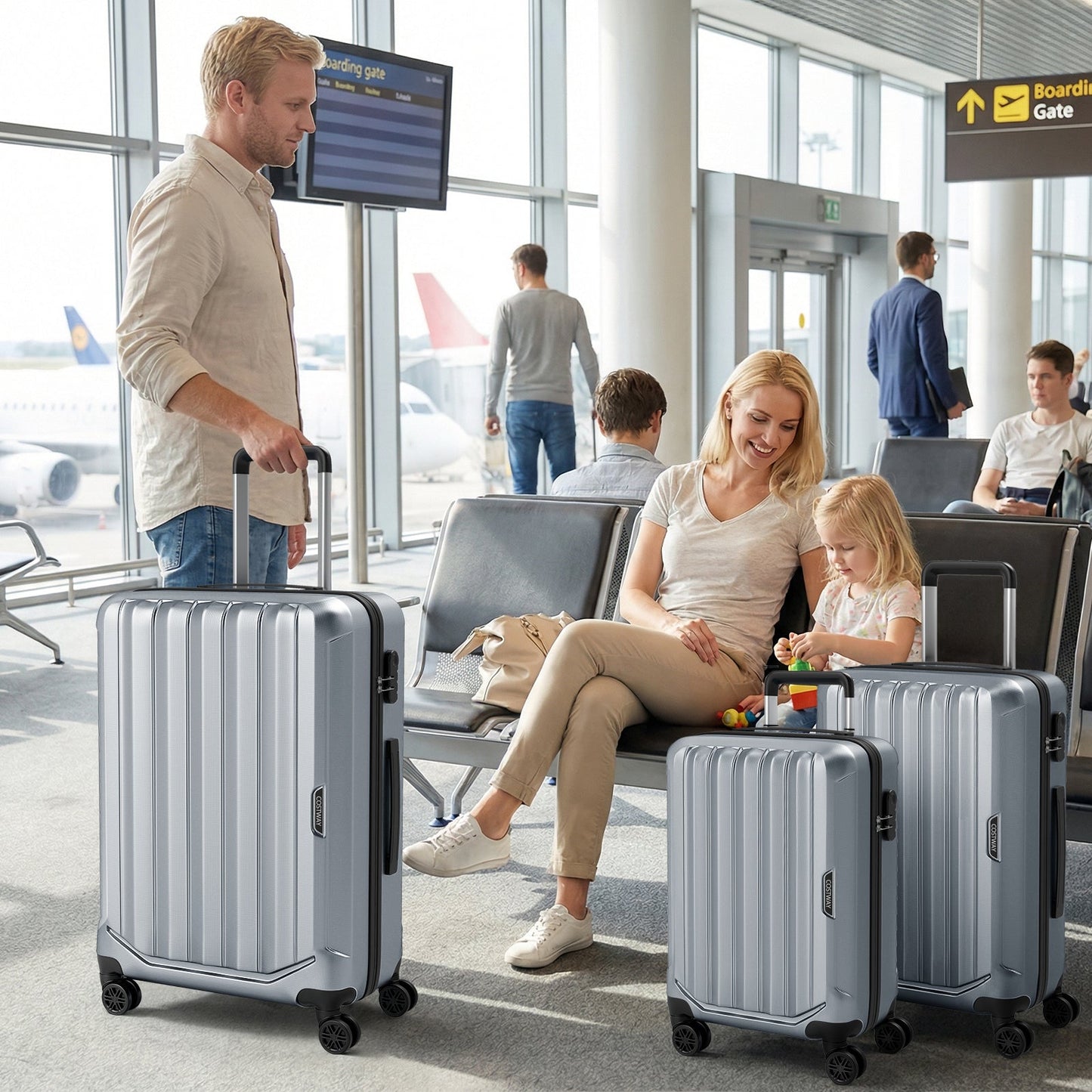 3-Piece Hardside Luggage Set (20/24/28 Inch) Lightweight with 3-Digital Lock