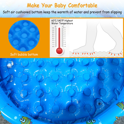 51x13 Inflatable Swimming Pool Blow Up Family Pool For 3 Kids Foldable Swim Ball Pool Center w/ 4 Valves Bottom Water Drain Plug For Indoor Backyard