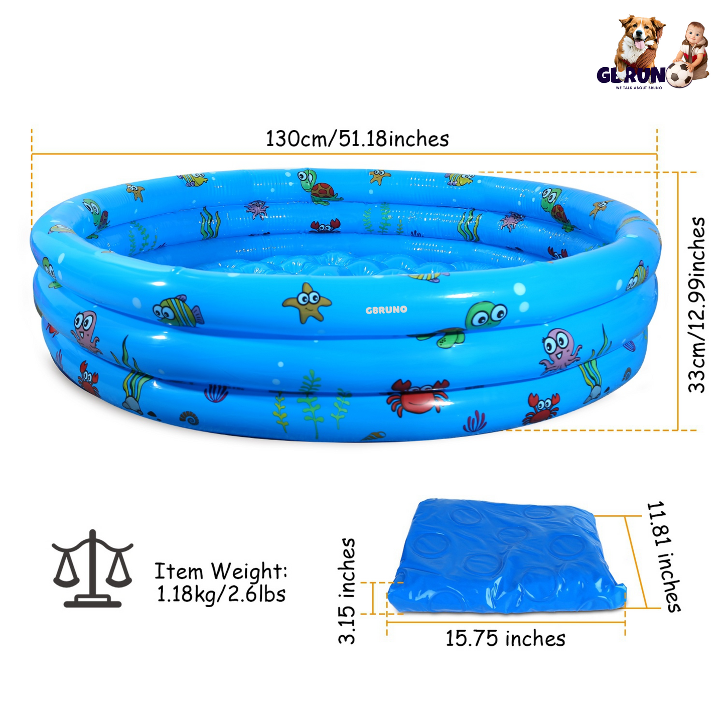 51x13 Inflatable Swimming Pool Blow Up Family Pool For 3 Kids Foldable Swim Ball Pool Center w/ 4 Valves Bottom Water Drain Plug For Indoor Backyard
