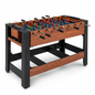 2-in-1 Full Size Foosball and Pool Combo Table with Legs-Black & Brown