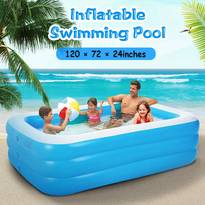 Inflatable Swimming Pools Family Swim Play Center Pool Blow up Kiddie Pool for Family Inflatable Lounge Pool for Kids Baby Adult Inflatable Water Ball